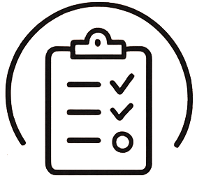 Minimal icon representing post-round reflection and learning from golf performance.