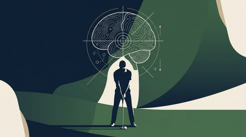 Competitive golfer under pressure, showing the focus and emotional control required for mental performance in golf.